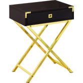 24"H Accent Table in Cappuccino & Gold Metal